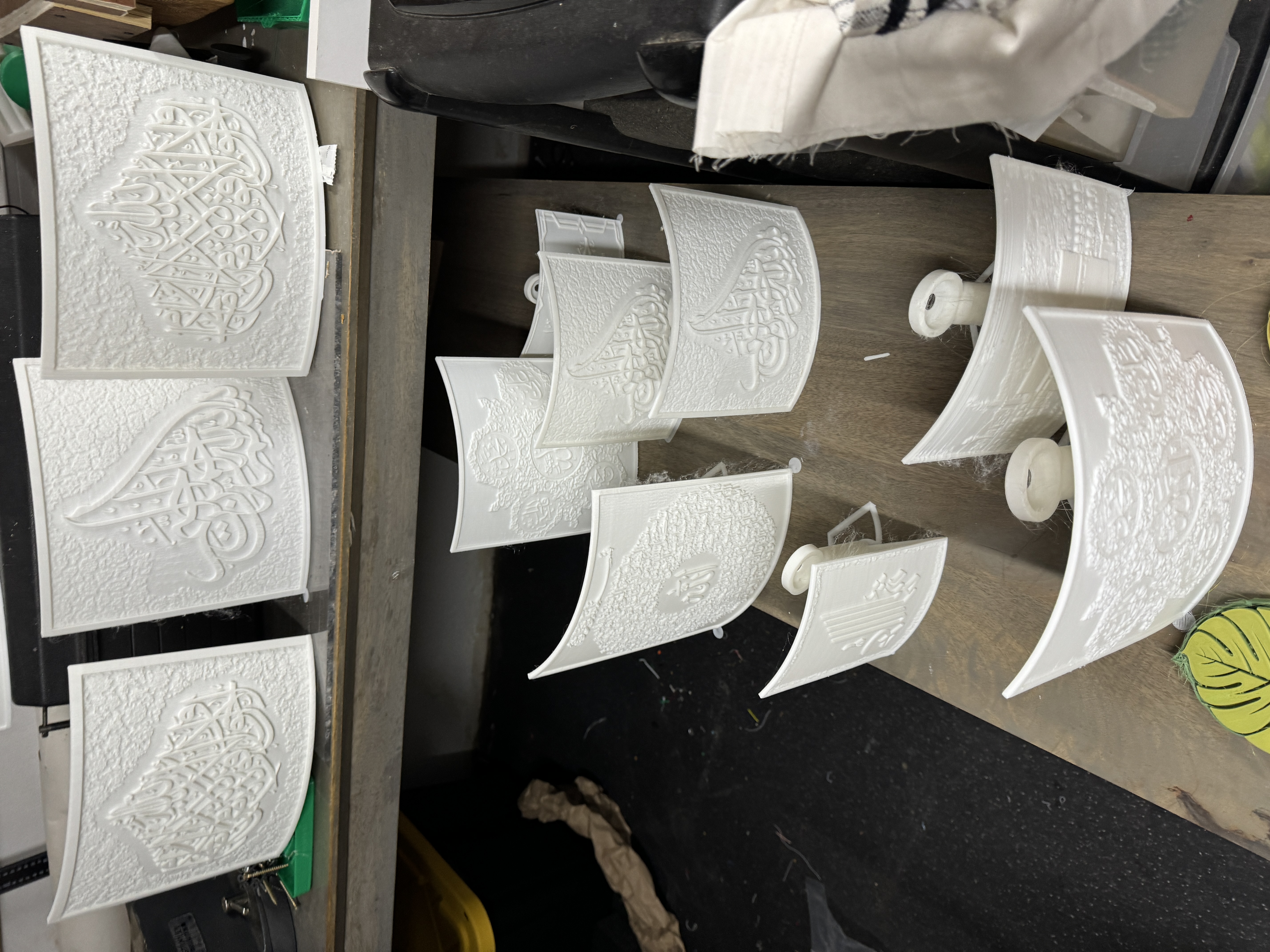 Arc calligraphy lamp panels glowing