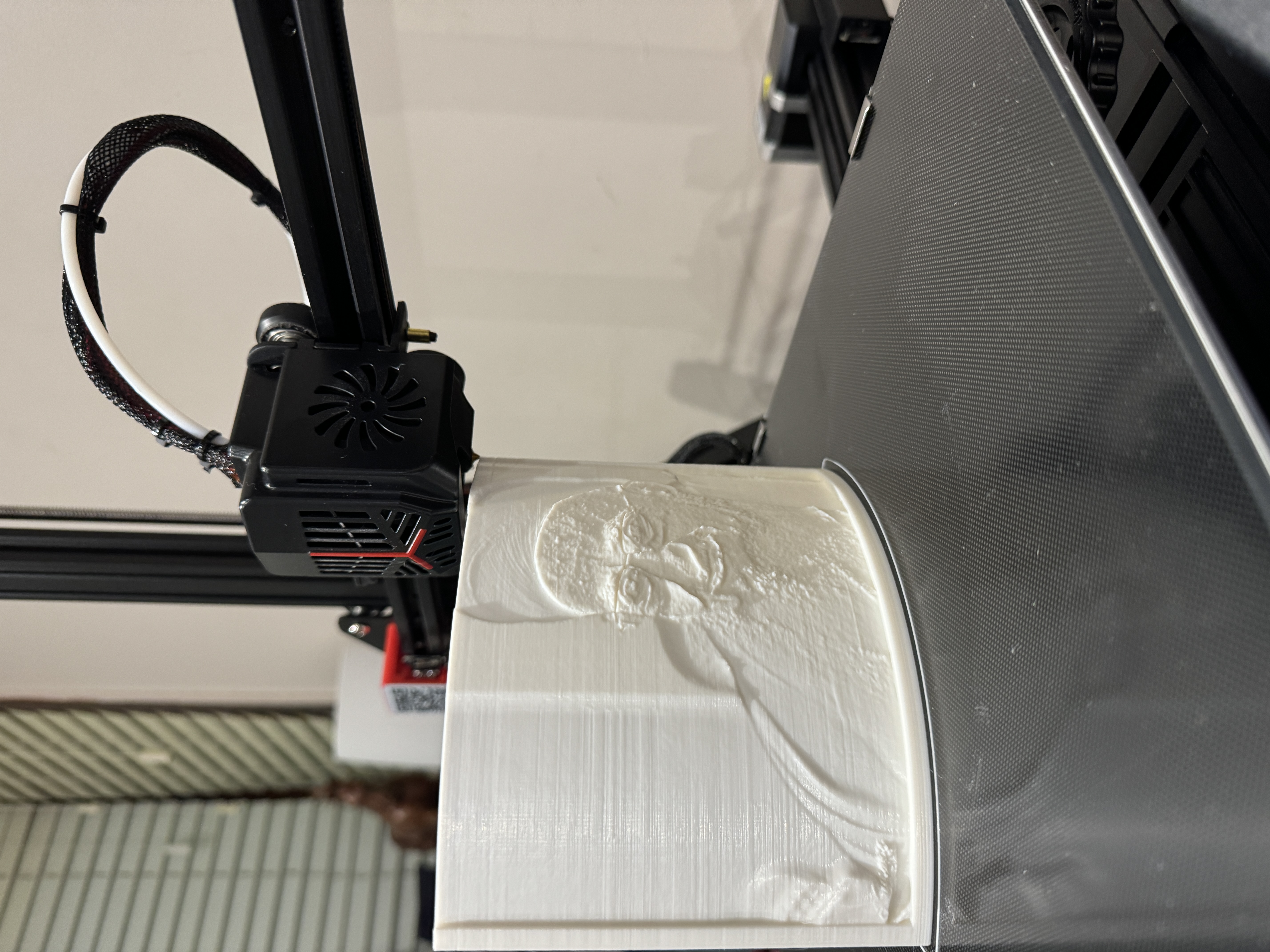 Lithophane arc lamp being 3D printed on an Ender printer by AZ 3D Prints